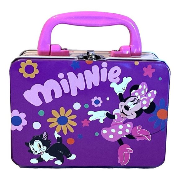 Disney Minnie Mouse Tin Metal Snacks Keepsake Box Tote 5.5"x4x2.75" Pink… - Picture 2 of 7
